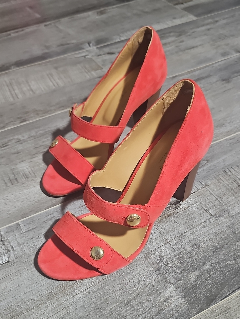 Sezane Women’s Red Suede Heels Size 37 (US 6.5) BNWOT Never Worn